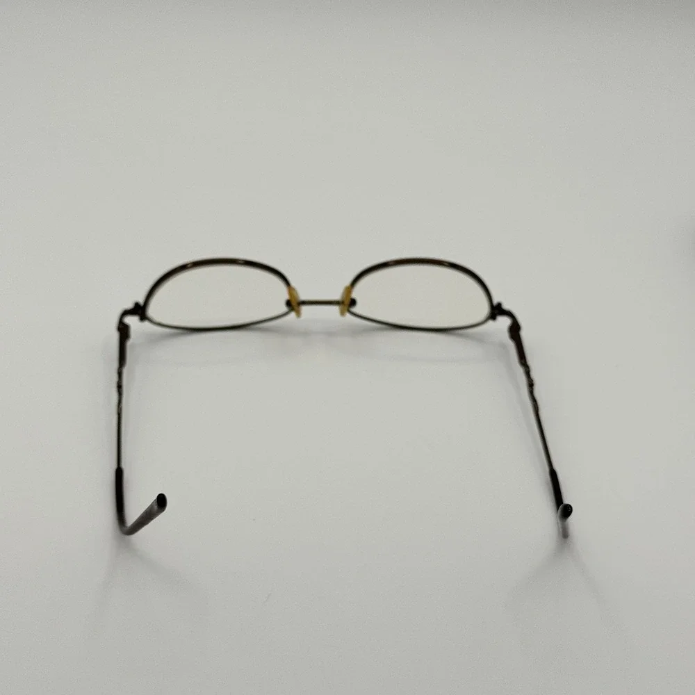 Vintage Round Metal Eyeglass Frames Brown Italia Dark Academia Librarian READ